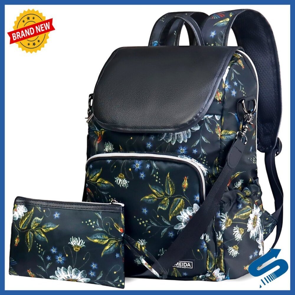 Waterproof Nylon Backpack Anti Theft Convertible Laptop Bag Women's Travel Purse